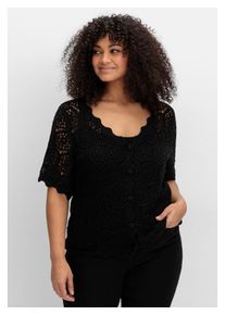 Damen Cardigan "Große Größen", schwarz, feminin, Gr. 56, sheego by Joe Browns, unifarben, Obermaterial: 50% Baumwolle, 50% Polyacryl, Strickjacken,