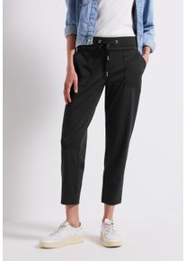 Street One Damen Stoffhose "Style Bonny", schwarz, casual, Gr. 34, unifarben, Web, Obermaterial: 82% Polyester, 18% Elasthan, Hosen, mit Tunnelzug am