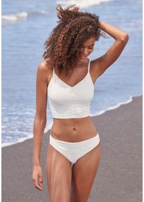 Sunseeker Damen Crop-Bikini-Top "Loretta", weiß, Gr. 34, unifarben, Strukturmuster, Polyamid, Bikini-Oberteile, mit Strukturmuster