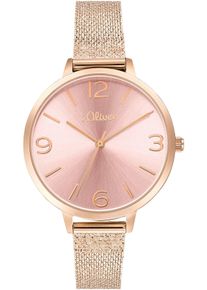 s.Oliver Damen Quarzuhr, rosa, Armbanduhren, Armbanduhr, Damenuhr, analog, Edelstahlarmband