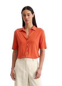 Marc O'Polo MARC O'POLO Damen Kurzarmbluse "aus LENZING ECOVERO ", rot, Gr. M, unifarben, Obermaterial: 94% Viskose, 6% Elasthan, Blusen