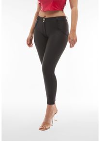 Freddy Damen 7/8-Hose "WRUP REGULAR SUPERSKINNY 7/8", schwarz, casual, Gr. L, glänzend, unifarben, Web, Obermaterial: 85% Polyester, 15% Elasthan,