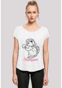 F4NT4STIC Damen T-Shirt "Disney Bambi Klopfer Line Zeichnung", weiß, casual, Gr. XXL, Obermaterial: 100% Baumwolle, Shirts, Damen,Premium