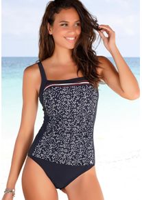 Lascana Damen Badeanzug "Minimal", blau, Gr. 38, bedruckt, Polyamid, Badeanzüge, mit Unterbrustgummi