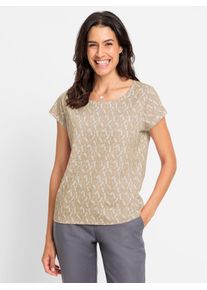 Inspirationen Damen Rundhalsshirt "Rundhals-Shirt", beige, Gr. 38, gemustert, mehrfarbig, bedruckt, 100% Baumwolle, Shirts