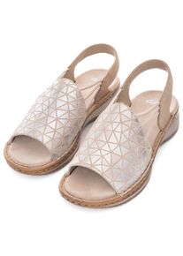 Ara Damen Riemchensandale "HAWAII", Gr. 38, silber, Veloursleder, metallic, feminin, Schuhe, Sommerschuh, Sandalette, Keilabsatz, mit Stretch-Bänder,