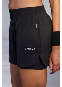 Damen Funktionsshorts, schwarz, sportlich, Gr. L, Copenhagen Studios, unifarben, bedruckt, Obermaterial: 95% Baumwolle, 5% Elasthan, Hosen, mit