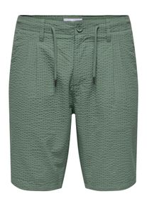 Only & Sons ONLY & SONS Herren Shorts "ONSLEO LIFE 0009 SEERSUCKER SHORTS NOOS", grau, modisch, Gr. L, unifarben, Web, Obermaterial: 100% Baumwolle, Hosen