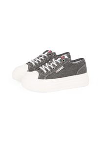 Tommy Jeans Damen Plateausneaker "TJW FOXING FLATFORM LC", Gr. 37, grau, Baumwolle, sportlich, Schuhe, Freizeitschuh, Halbschuh, Schnürschuh im