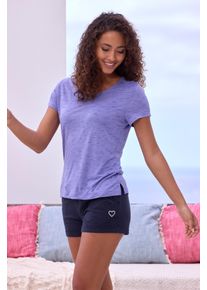 Vivance Dreams Damen Shorty, Gr. 32, lila, Single Jersey, Obermaterial: 90% Viskose, 10% Polyester. Unterteil: 100% Baumwolle, meliert,