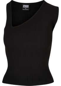 Urban Classics Herren T-Shirt "Urban Classics Damen Ladies Rib Knit Asymmetric Top", schwarz, casual, Gr. XS, unifarben, 35% Polyacryl, 35% Viskose,