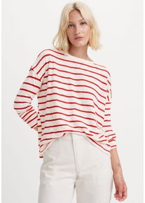 Levi's LEVI'S Damen Langarmshirt "MARGOT LONG SLEEVE BLUE"saint stripe scarlet, casual, Gr. L, gestreift, Single Jersey, Obermaterial: 100% Baumwolle, Shirts