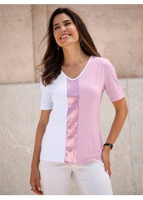 Classic Basics Damen V-Shirt "V-Shirt", rosa, Gr. 48, gemustert, mehrfarbig, 95% Viskose, 5% Elasthan, Shirts