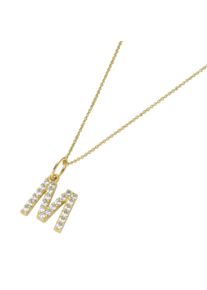 Luigi Merano Damen Kette mit Anhänger "Anhänger Buchstabe M mit Zirkonia, Gold 375", 45cm, Gelbgold 375, gold, Gelbgold 375, Halsketten
