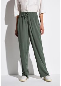 Street One Damen Stoffhosemuse grün, casual, Gr. 34, unifarben, Stoff, 100% Viskose, Hosen, Elastikbund mit Tunnelzug
