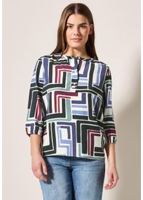 Cecil Damen Klassische Bluse, weiß, casual, Gr. XL, bedruckt, Stoff, 88% Viskose, 12% Nylon, Blusen, mit 3/4 Ärmeln