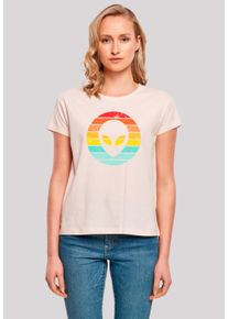 F4NT4STIC Damen T-Shirt "Alien Retro Sonnenuntergang", pink, casual, Gr. L, Obermaterial: 100% Baumwolle, Shirts, Premium Qualität