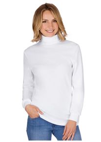 TRIGEMA Damen Rollkragenshirt "TRIGEMA Langarm Ski- und Sport-Rollkragenpullover", weiß, Basic, Gr. XL, 100% Baumwolle (Bio-Baumwolle kbA), Shirts