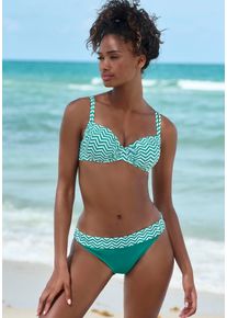JETTE Damen Bügel-Bikini, grün, Gr. 36, bedruckt, Polyamid, Bikini-Sets, im trendigen Zick-Zack-Design