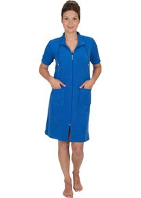 WEWO-Fashion Damenbademantel WEWO FASHION, L:100cm in Gr. 40/42, blau, Leichtfrottee, Hausmäntel, "033", Kragen mit Kordel