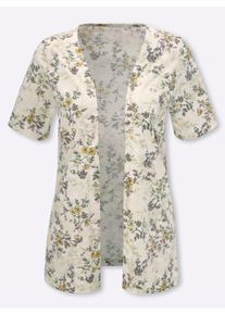 Classic Basics Damen Shirtjacke "Shirtjacke", beige, Gr. 44, geblümt, gemustert, unifarben, 100% Baumwolle, Shirts