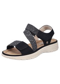 Rieker Damen Sandale, Gr. 38, schwarz, Nubuklederimitat, casual, Schuhe, Sommerschuh, Outdoorsandale mit regulierbaren Klettverschlüssen