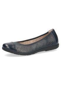 Caprice Damen Ballerina, Gr. 37, blau, Leder, unifarben, sportlich, Schuhe, Slipper, Bequemschuh, Schlupfschuh mit Perforation