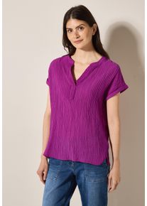 Cecil Damen Kurzarmbluseanemone pink, casual, Gr. XL, Strukturmuster, Stoff, 70% Viskose, 30% Polyamid, Blusen, aus softer Viskose