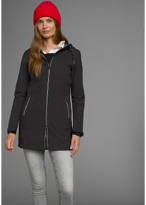 Polarino Damen Softshellmantel, schwarz, sportlich, Gr. 38, Obermaterial: 94% Polyester, 6% Elasthan. Futter: 100% Polyester, Mäntel, Winddicht,