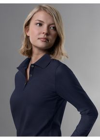 TRIGEMA Damen Poloshirt "TRIGEMA Langarm Poloshirt", blau, Basic, Gr. XL, 100% Baumwolle, Shirts