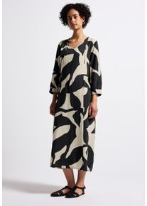 Street One Damen Midikleid, grau, casual, Gr. 42, gemustert, Stoff, 100% Viskose, Kleider, mit Print