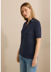 Cecil Damen Poloshirt, blau, casual, Gr. M, unifarben, Web, 100% Baumwolle, Shirts, aus reiner Baumwolle
