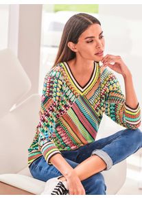 Heine Damen 3/4-Arm-Shirt "Druck-Shirt", grün, Gr. 40, bedruckt, gemustert, mehrfarbig, gepunktet, 95% Polyester, 5% Elasthan, Shirts