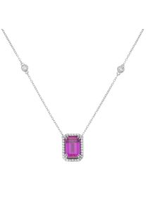 Damen Collier "mit Zirkonia, Silber 925", 45cm, Silber 925 (Sterlingsilber), pink, Giorgio Martello MILANO, Silber 925 (Sterlingsilber), Halsketten