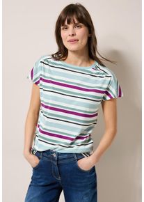 Cecil Damen T-Shirtmatcha grün, casual, Gr. M, gestreift, Web, Stoff, 50% Modal, 50% Baumwolle, Shirts, im soften Baumwoll-Mix