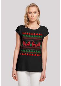 F4NT4STIC Damen T-Shirt "Christmas Reindeers Weihnachten Muster", schwarz, casual, Gr. XXXL, Obermaterial: 100% Baumwolle, Shirts, Print