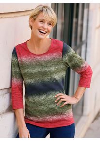 Classic Basics Damen 3/4-Arm-Shirt "3/4-Arm-Shirt"erdbeere, oliv, bedruckt, Gr. 38, bedruckt, gemustert, mehrfarbig, 100% Baumwolle, Shirts