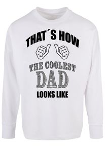 Merchcode Herren Longsleeve "Merchcode Herren Coolest Dad Oversized Cut On Sleeve Longsleeve", weiß, klassisch, Gr. XS, bedruckt, 100% Baumwolle,