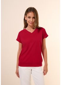 Cecil Damen T-Shirtglazed apple rot, casual, Gr. S, unifarben, Web, Stoff, 50% Baumwolle, 50% Modal, Shirts, im soften Baumwoll-Mix