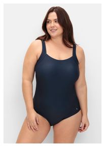 sheego Damen Badeanzug "Große Größen", blau, Gr. 50, Polyamid, Xtra Life LYCRA, Badeanzüge, Powernetz-Einsatz mit Shaping-Effekt