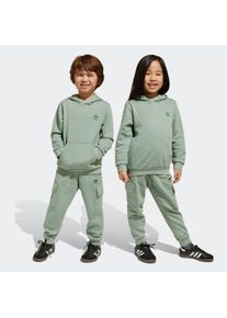 Kinder Trainingsanzug "HOODIE FZ CARGO", silber, sportlich, Gr. 128, adidas originals, Obermaterial: 70% Baumwolle, 30% Polyester, Sportanzüge