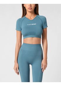 Plein Sport Damen T-Shirt "T-Shirt"18, petrol, Gr. XS, Obermaterial: 56% Polyamid, 39% Polyester, 5% Elasthan, Shirts