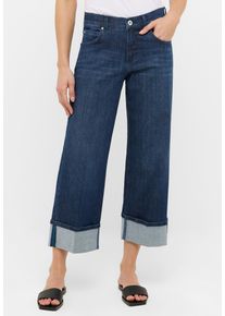 Angels Damen 5-Pocket-Jeans "LINN TU", blau, casual, Gr. 42, Denim/Jeans, Obermaterial: 97% Baumwolle, 3% Elasthan, Jeans, mit breitem Umschlagsaum