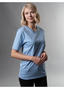 TRIGEMA Damen T-Shirt "TRIGEMA V-Shirt DELUXE Baumwolle", blau, Basic, Gr. XXL, 100% Baumwolle, Shirts