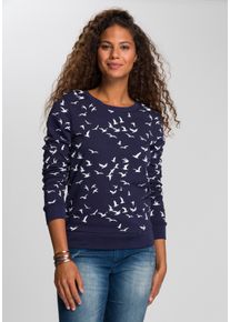 Kangaroos Damen Sweatshirt, blau, casual, Gr. 36, bedruckt, Interlock, Obermaterial: 100% Baumwolle, Sweatshirts, Langarm, figurumspielender Schnitt,
