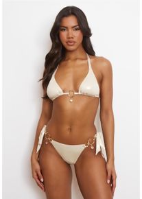 MODA MINX Damen Bikini-Hose "Mykonos Pendant", beige, Gr. M, unifarben, 92% Polyester, 8% Elasthan, Badehosen, mit seitlicher Bindung und