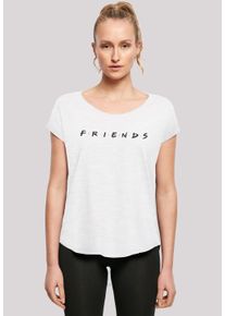 F4NT4STIC Damen T-Shirt "Long Cut T Shirt 'FRIENDS TV Serie Text Logo WHT'", weiß, casual, Gr. XXL, Obermaterial: 100% Baumwolle, Shirts,