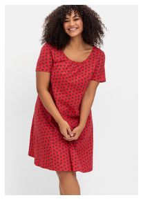 sheego Damen Jerseykleid "Große Größen", lila, feminin, Gr. 44, gemustert, Obermaterial: 100% Baumwolle, Kleider, mit schwingendem Rockteil