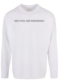 Merchcode Herren Longsleeve "Merchcode Herren New Year Oversized Longsleeve", weiß, klassisch, Gr. XS, bedruckt, 100% Baumwolle, Shirts