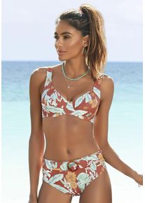 Sunseeker Damen Bügel-Bikini-Top "Suva", rot, Gr. 38, floral, Polyamid, Bikini-Oberteile, mit breiten Trägern